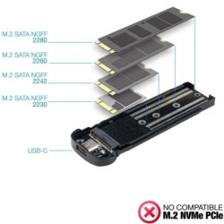 Caja externa para disco ssd m.2 tooq tqe-2202s/ usb 3.1 gen2/ sin tornillos