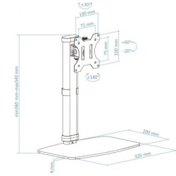 Soporte de mesa giratorio/ inclinable tooq db1127tn-w para tv y portátil de 17-27'