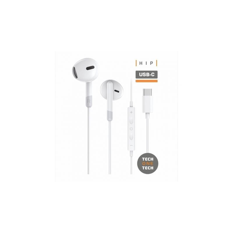 Auriculares intrauditivos tech one tech eartech tec1301/ con micrófono/ usb tipo-c/ blancos