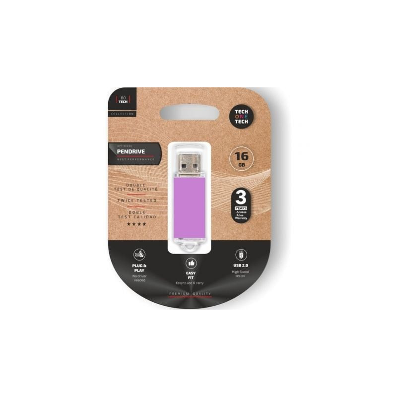 Pendrive 16gb tech one tech basic usb 2.0/ purpura claro