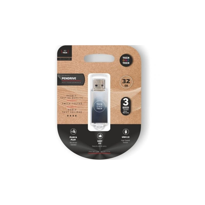 Pendrive 32gb tech one tech be b&w usb 2.0/ blanco y negro degradado