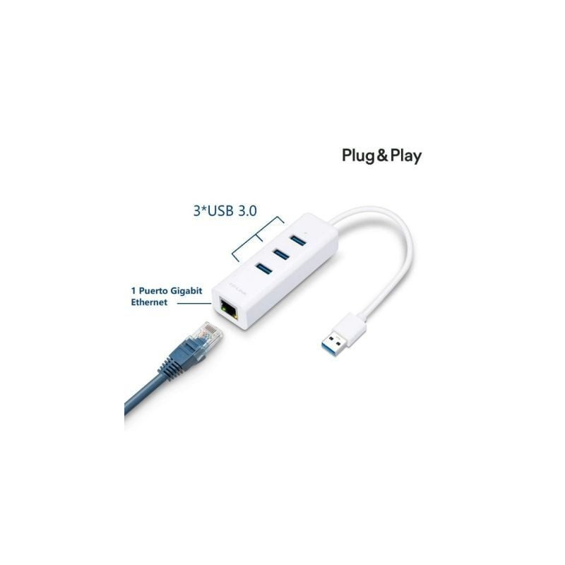 Hub usb 3.0 tp-link ue330/ 3xusb/ 1xrj45/ blanco