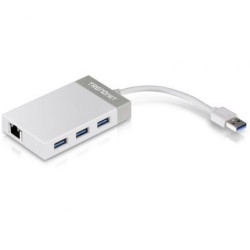 Hub usb 3.0 trendnet tu3-etgh3/ 3xusb/ 1xrj45/ blanco y gris