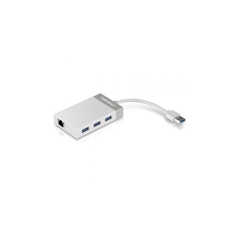 Hub usb 3.0 trendnet tu3-etgh3/ 3xusb/ 1xrj45/ blanco y gris