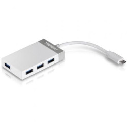 Hub usb tipo-c trendnet tuc-h4e/ 4xusb/ blanco y gris