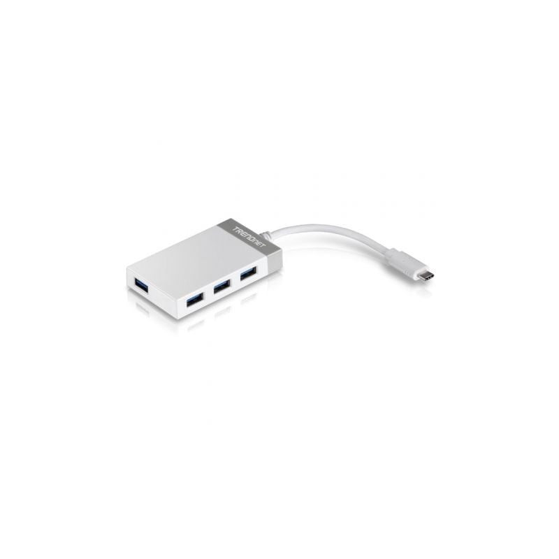 Hub usb tipo-c trendnet tuc-h4e/ 4xusb/ blanco y gris