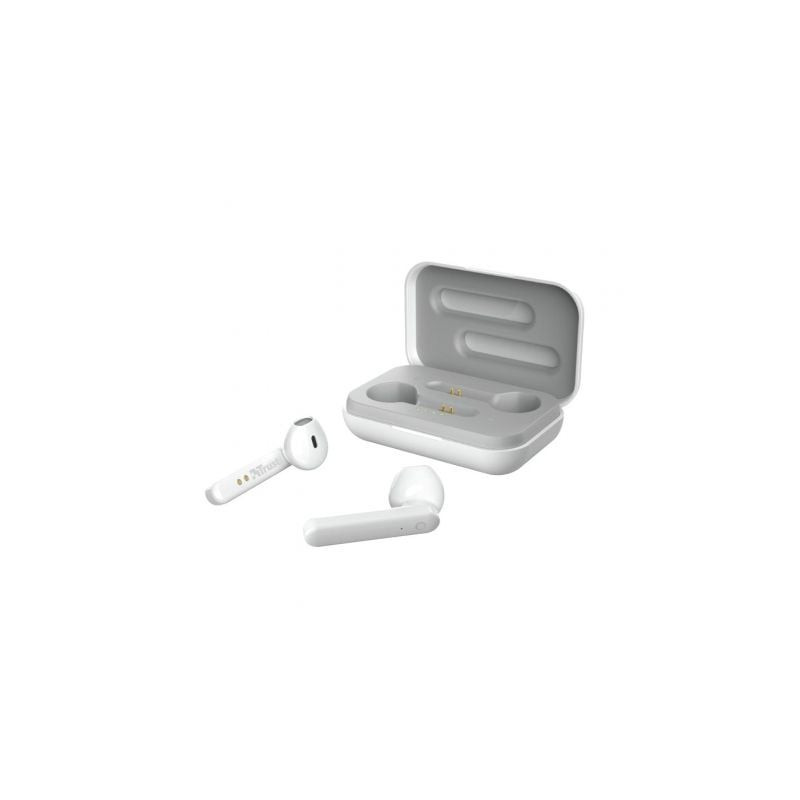 Auriculares bluetooth trust primo touch con estuche de carga/ autonomía 4h/ blancos