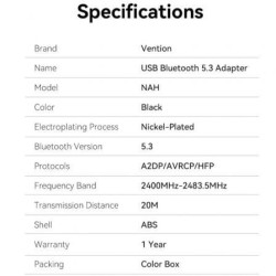 Adaptador usb - bluetooth vention nahb0