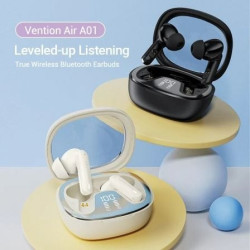 Auriculares bluetooth vention air a01 nbmb0 con estuche de carga/ autonomía 7h/ negros