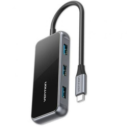 Hub usb tipo-c vention tfdhb/ 4xusb/ 1xusb tipo-c pd/ gris