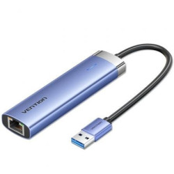 Hub usb 3.0 vention tgfsb/ 3xusb/ 1xrj45/ 1xusb tipo-c pd