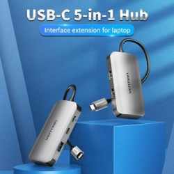 Hub usb tipo-c vention tndhb/ 3xusb/ 1xusb tipo-c/ 1xusb tipo-c pd