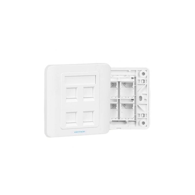 Placa de pared tipo 86 vention ifcw0/ 4 puertos rj45