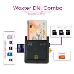 Lector de dni y tarjetas woxter combo pe26-025/ negro