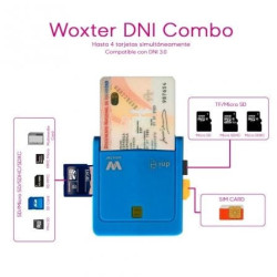 Lector de dni y tarjetas woxter combo pe26-146/ azul/ usb 2.0